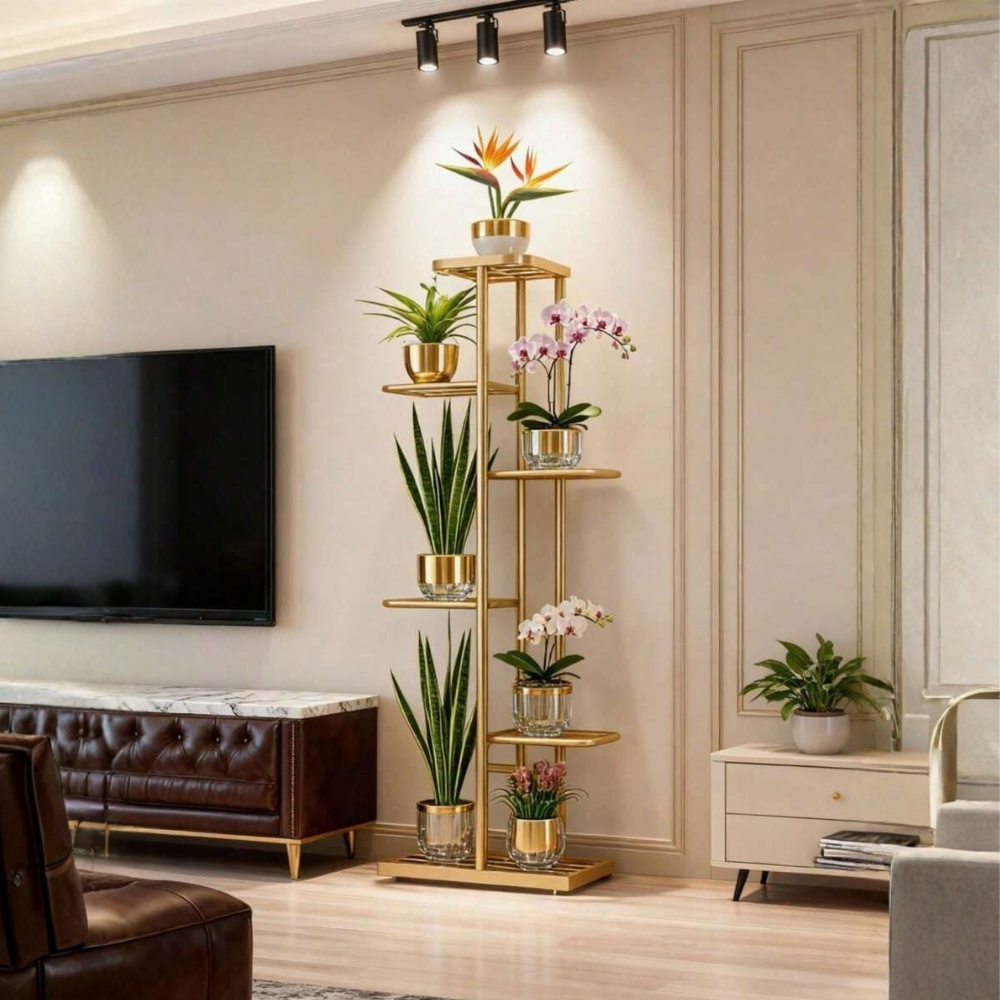 Multi Tier Flower Pot Display Stand For Living Room Decor
