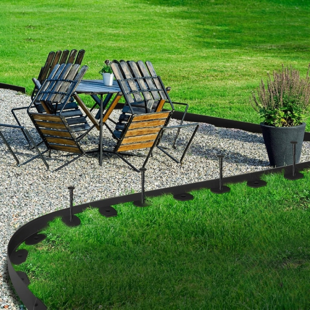 Easy Install No-Dig Landscape Edge Kit - 2in Landscape Edging Border 40 FT With 40 Spikes,