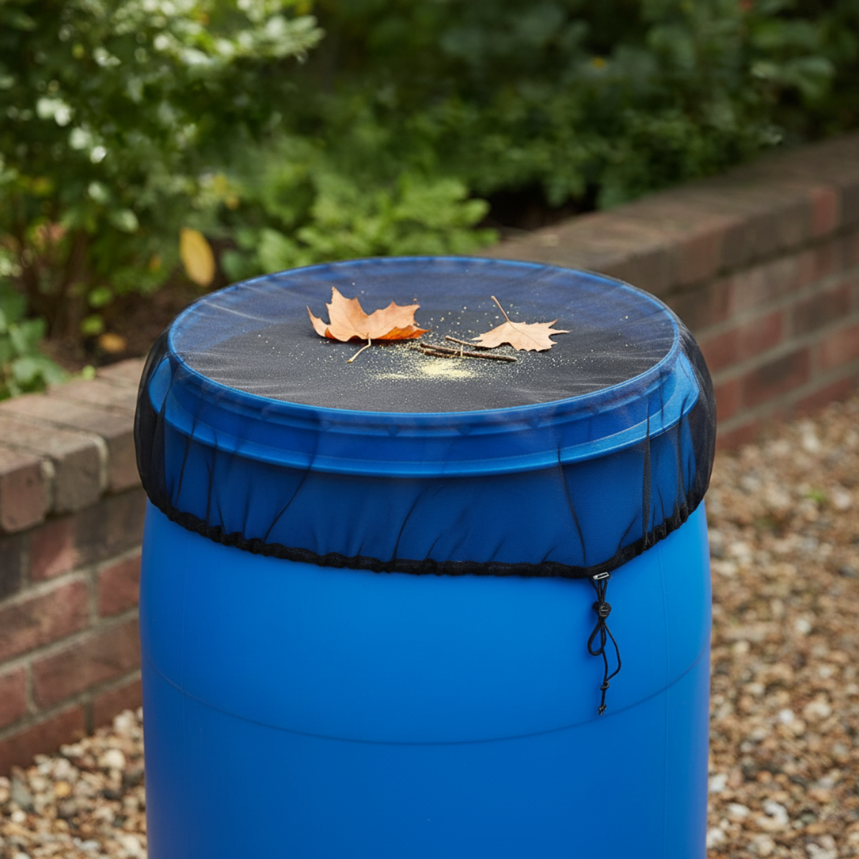 Rain Barrel Netting Cover With Adjustable Drawstring For Outdoor Garden