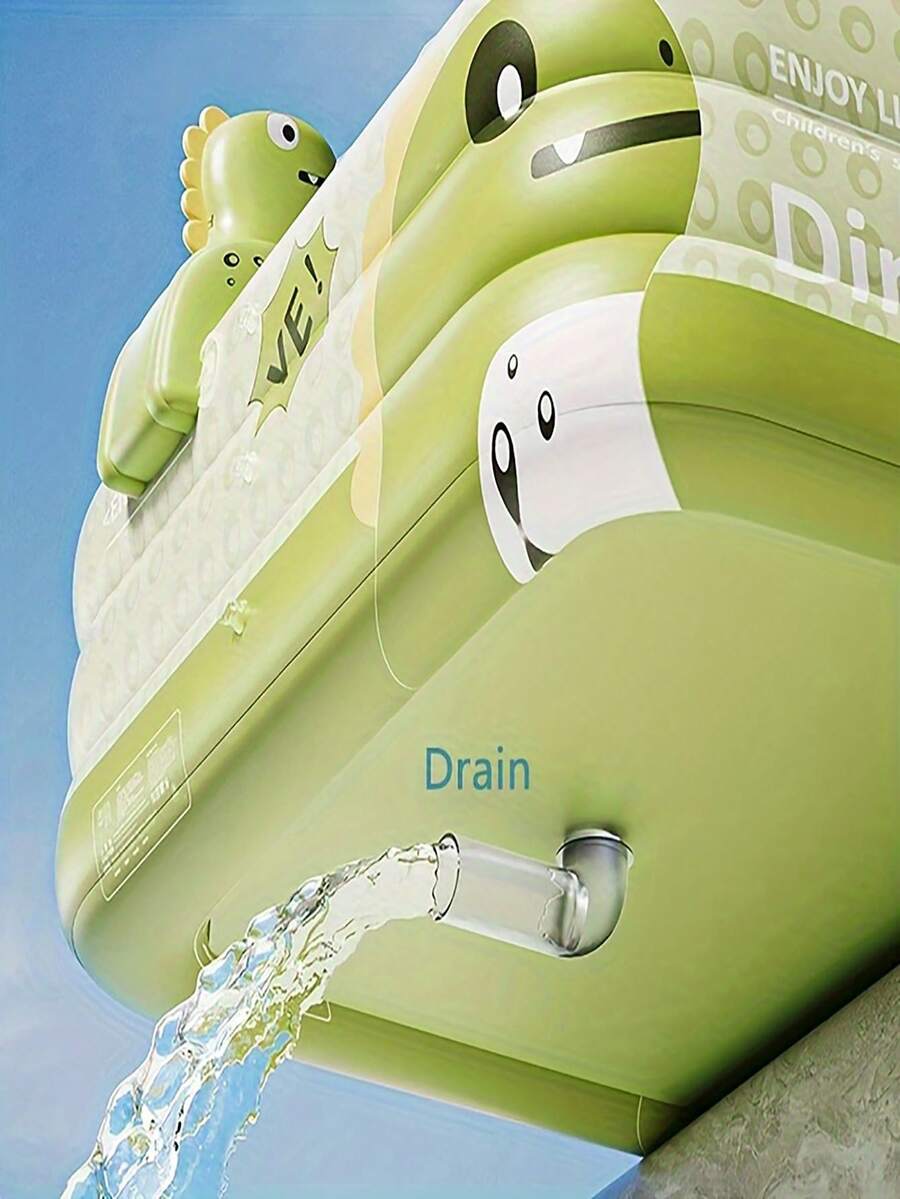 Large Inflatable Swimming Pool, Ocean Design, Cute & Durable PVC Material, Foldable & Portable, Suitable For Family Garden Parties And Backyard Entertainment, Patio Decor Pool, Colorful - Dragon Cub Green Pool - View 11