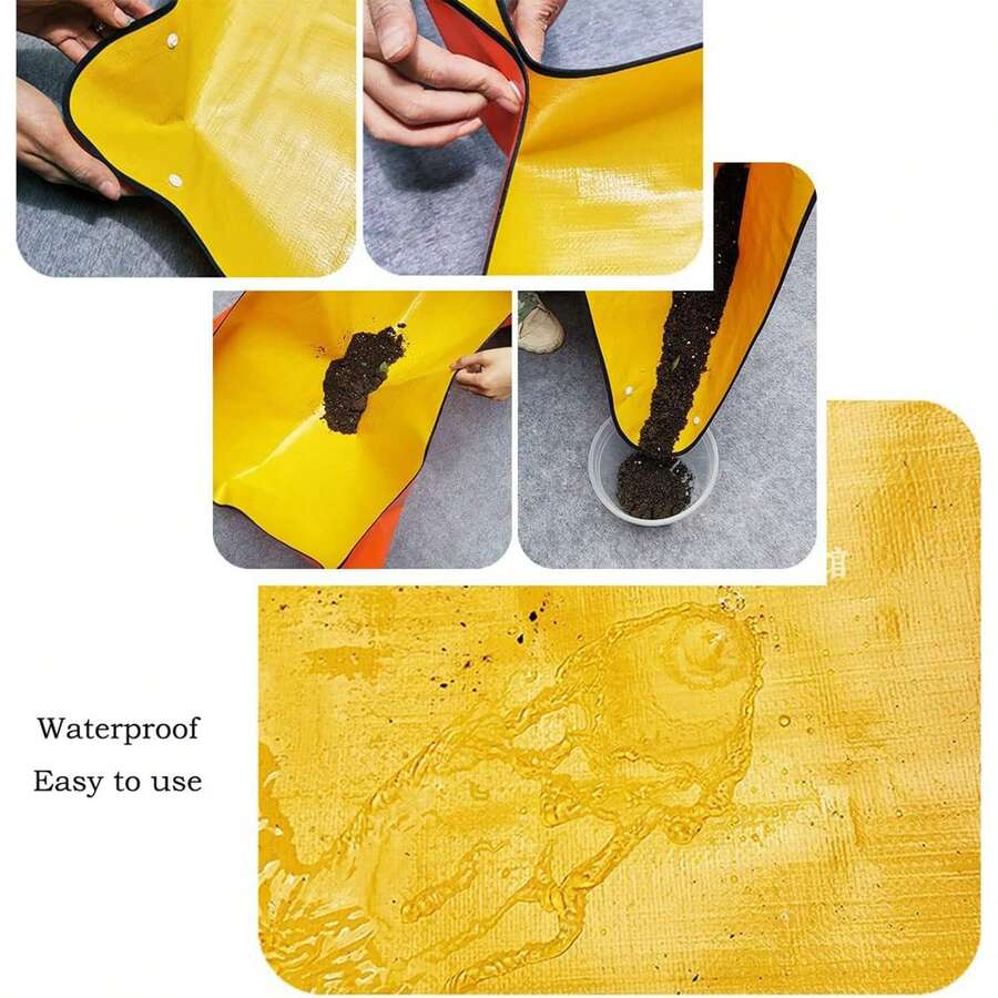 1pc Waterproof Gardening Mat, Suitable For Flower & Succulent Plant Transplanting And Soil-Upturn - Yellow - View 4