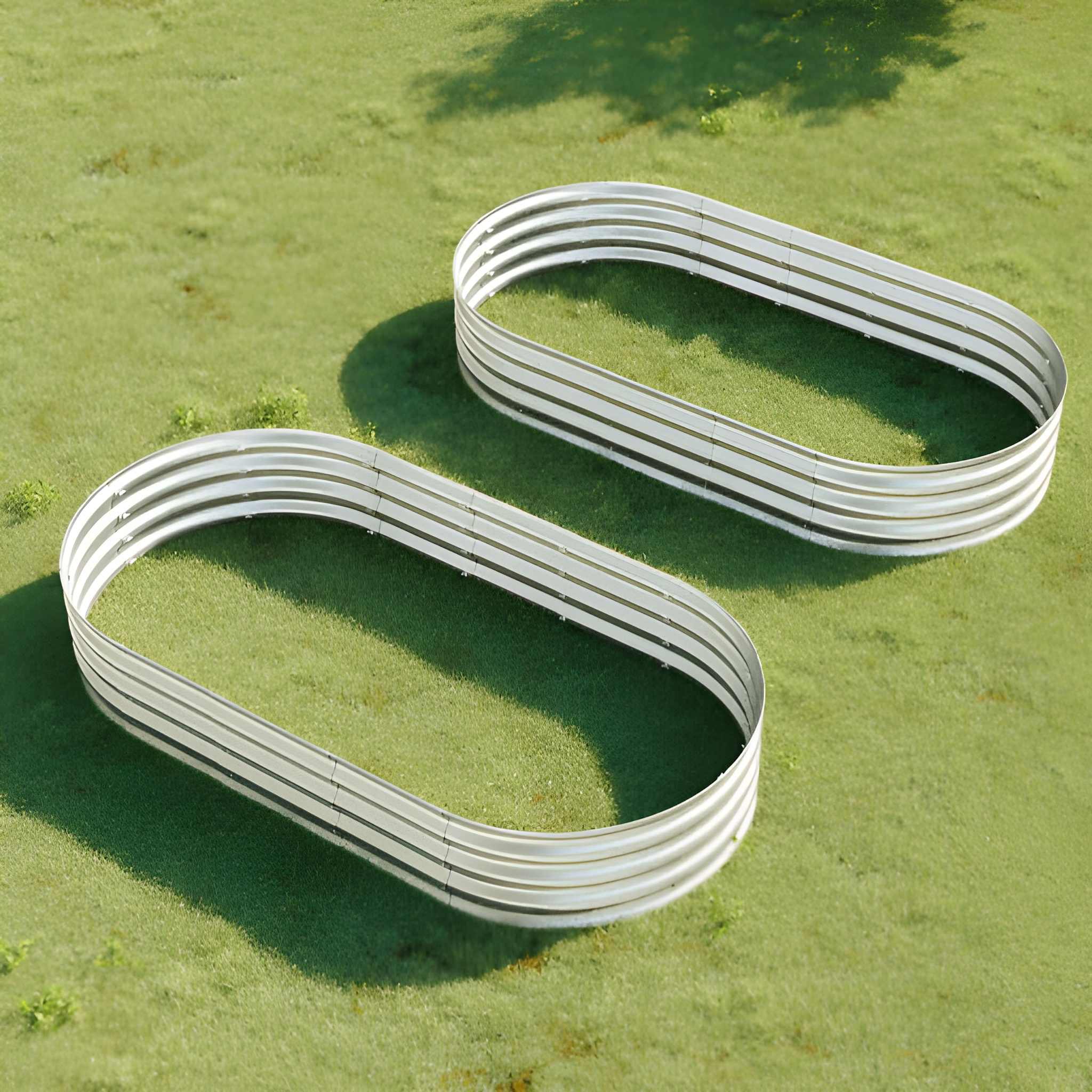 2PC Oval Metal Raised Garden Bed
