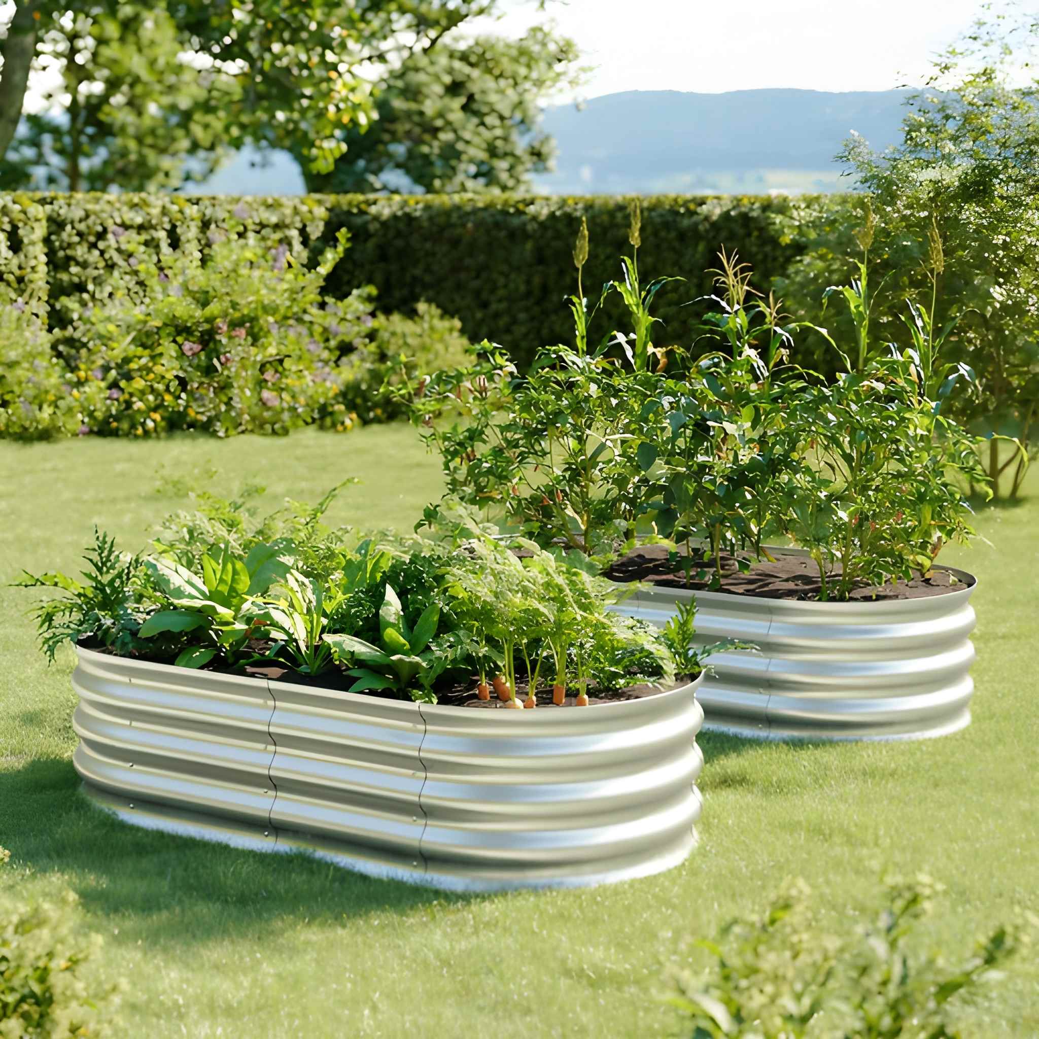 2PC Oval Metal Raised Garden Bed