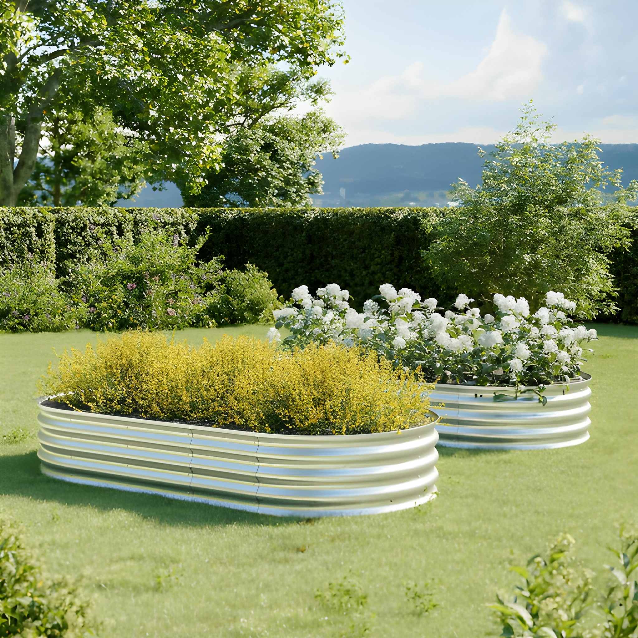 2PC Oval Metal Raised Garden Bed