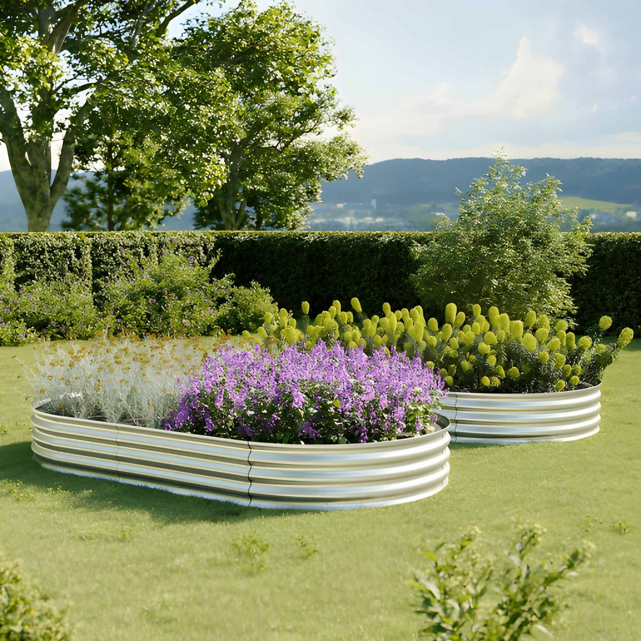 2PC Oval Metal Raised Garden Bed
