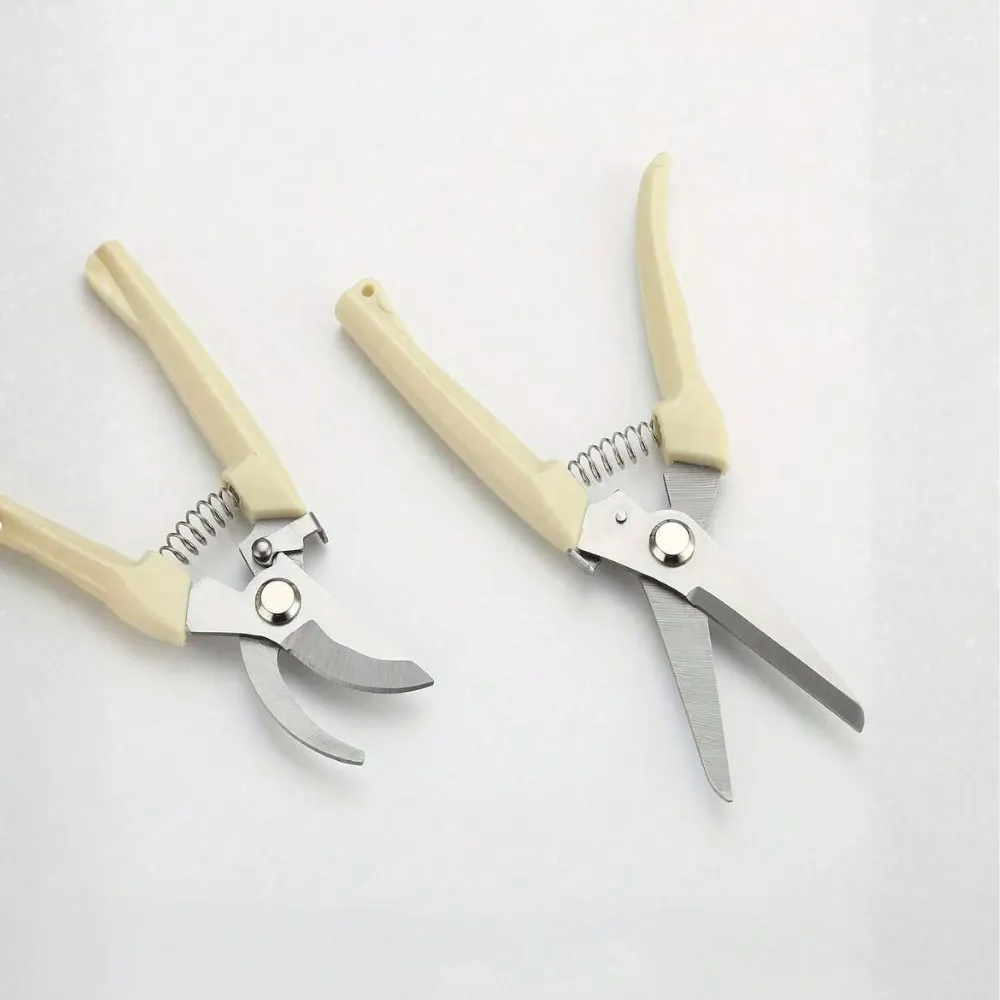 2 Piece Stainless Steel Pruning Shears With Sharp Blades For Garden And Plants