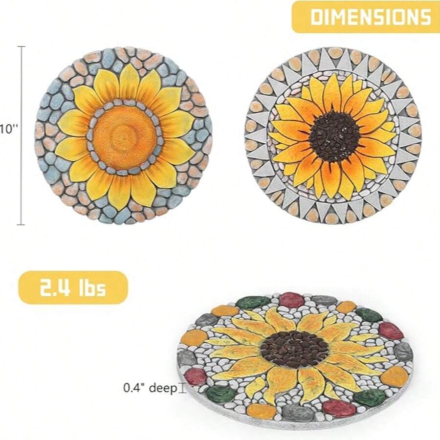 3 Pack Sunflower Stepping Stone, 10 Inch Decorative Garden Step Stone For Yard, Patio, Garden, Walkway, Outdoor And Indoor Home Decor - Sunflower - View 7