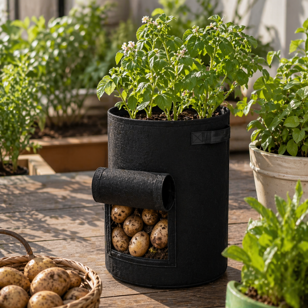 Potato Grow Bags With Handles And Harvest Lids For Vegetables