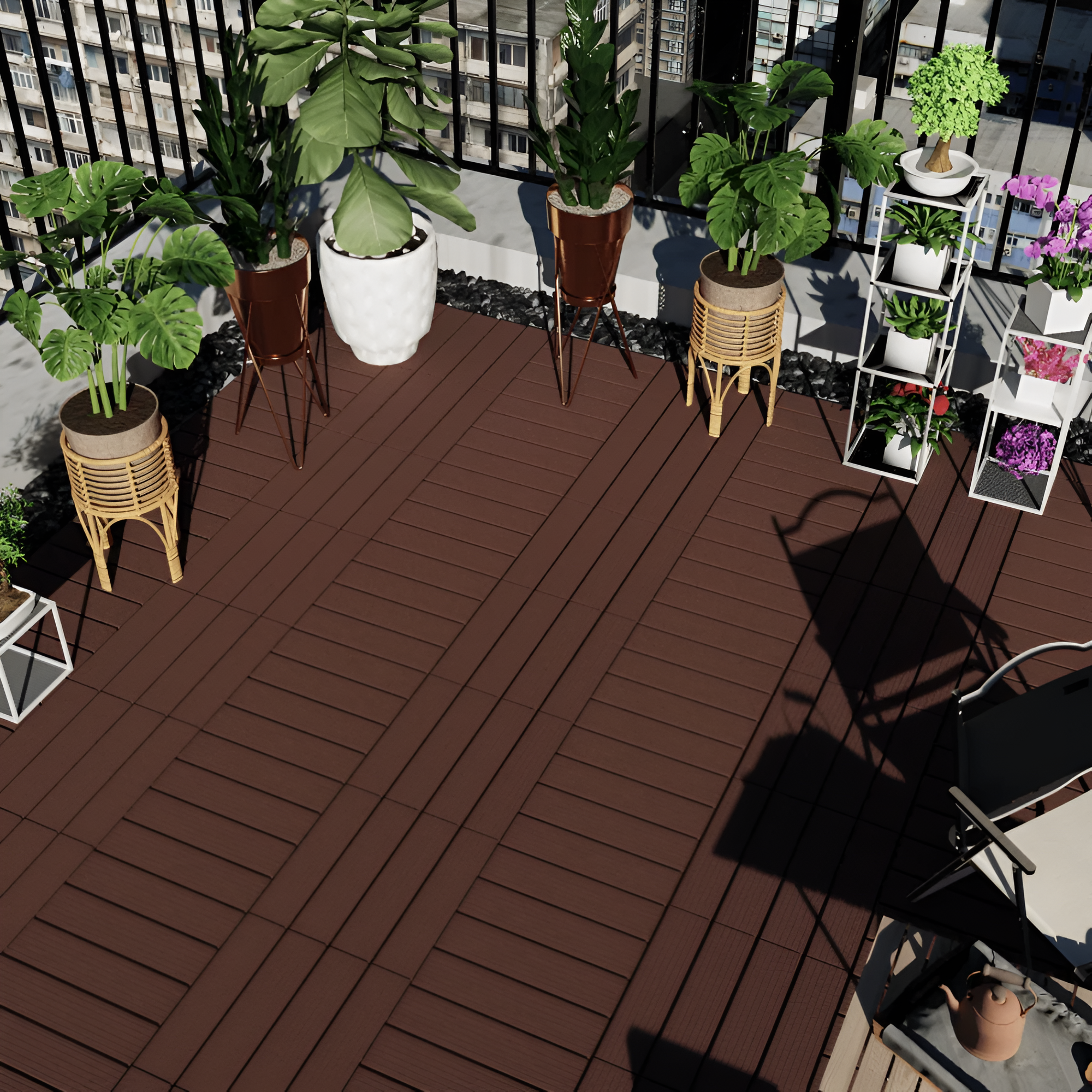 44 Pieces Of Square Waterproof Deck Tiles For Patio
