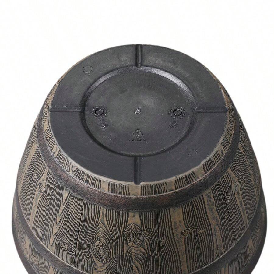 20" Whiskey Barrel Planter, Brown, 100%  Resin, Lightweight UV‑Resistant Outdoor Pot, 19.9" X 19.9" X 13" - 20" - View 6