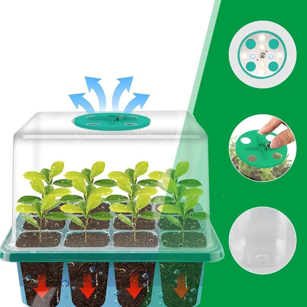 Household Nursery Plant Seed Starter Tray With Grow Light