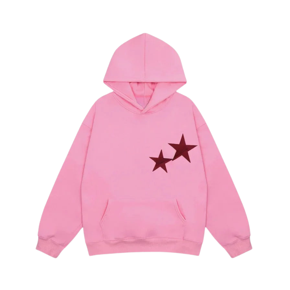 Double Star Print Comfy Hoodie-Viral Super Shop