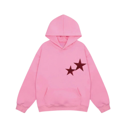 Double Star Print Comfy Hoodie-Viral Super Shop