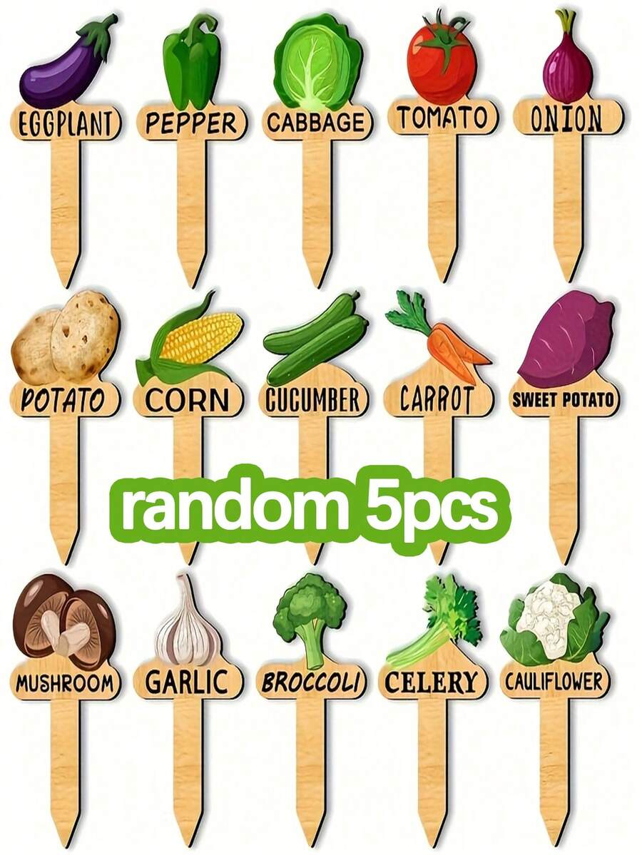 15pcs Wooden Garden Plant Labels, Minimalist Cartoon Plant Pattern, Suitable For Indoor/Outdoor Potted Plants Decoration, Reusable Markers, Essential For Gardening Enthusiasts, Holiday Gift, Home Decor - A - View 8