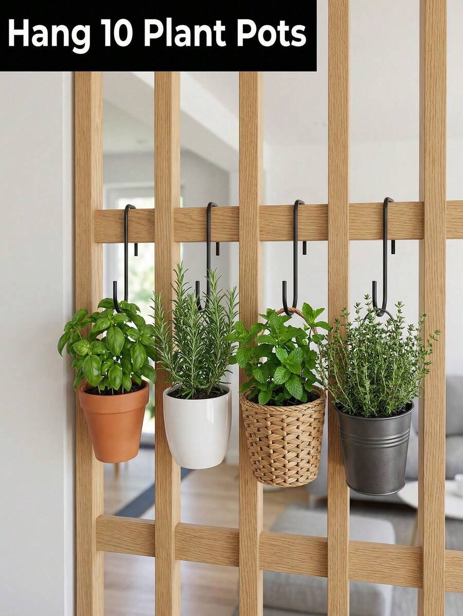 Black Sturdy Curved Multi-Purpose Hook, Rust-Resistant Iron Wall Hook Suitable For Hanging Wind Chimes, Wall-Mounted Plants, Large Outdoor Planters And Plant Stands, Suitable For 4th Of July Decor, Gardening Supplies, Patio Furniture, Patio Decor, Wall-Mounted Planters - Hook a - View 5