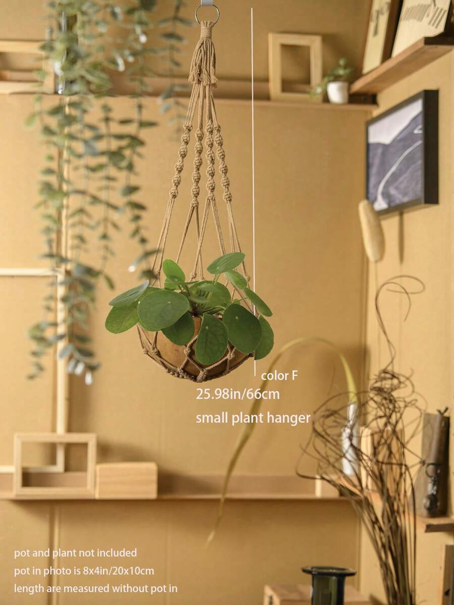 1pc Handmade Macrame Boho Home / / Office Decor, Multifunctional Plant Holder, Plant Hanger With Tassel, Plant Hanger Indoor Decor, Ceiling Plant Hanger, Modern Boho Plant Pot Holder (Pot Not Included) - Multicolor - View 7