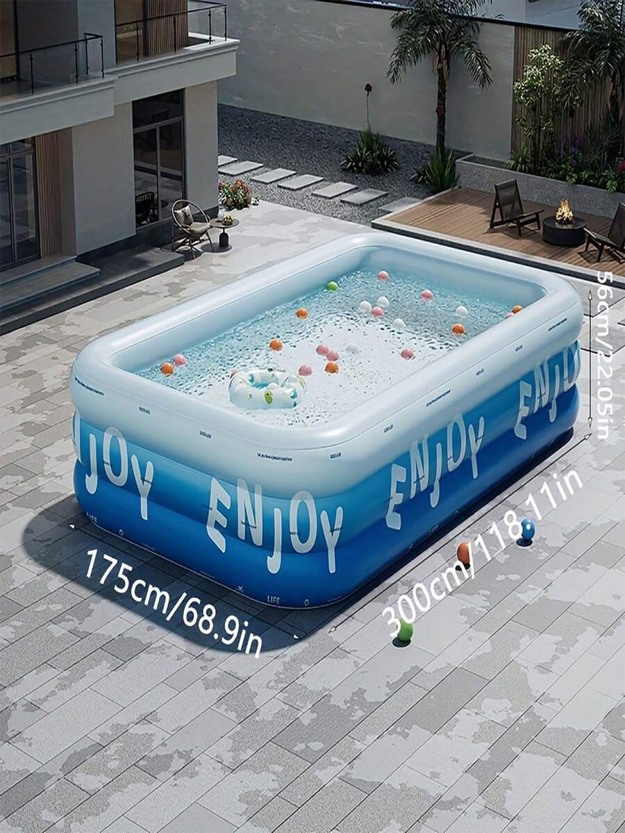 Large Inflatable Swimming Pool, Ocean Design, Cute & Durable PVC Material, Foldable & Portable, Suitable For Family Garden Parties And Backyard Entertainment, Patio Decor Pool, Colorful - Glacier Secret Pool - View 7