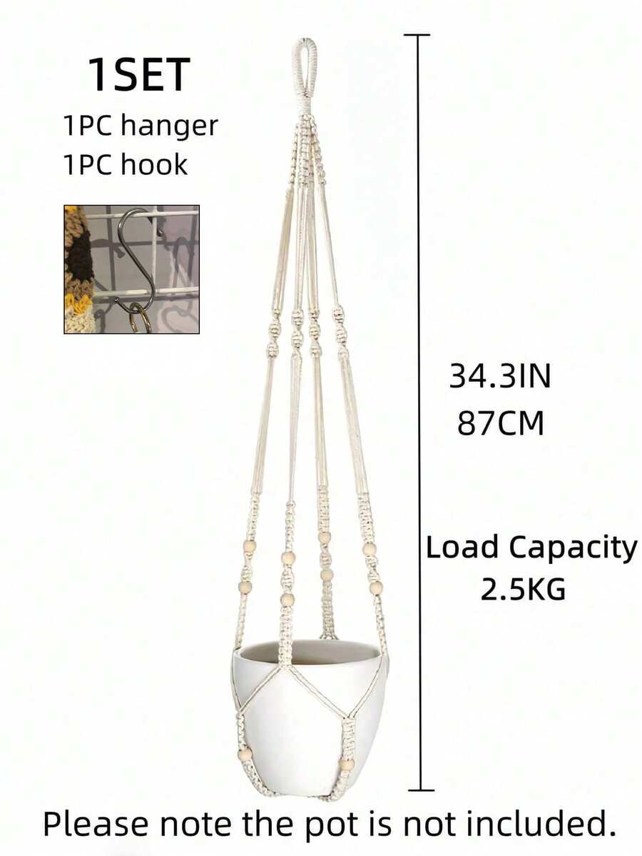 1pc Bead Decor Hanging Basket - Boho Macrame Plant Hanger, Handmade Beaded Wall Basket, Decorative Storage Organizer For Home, Kitchen, Bathroom, Office , Coastal, Minimalist Hanging Decor,Garden,Home Decor - Multicolor - View 6