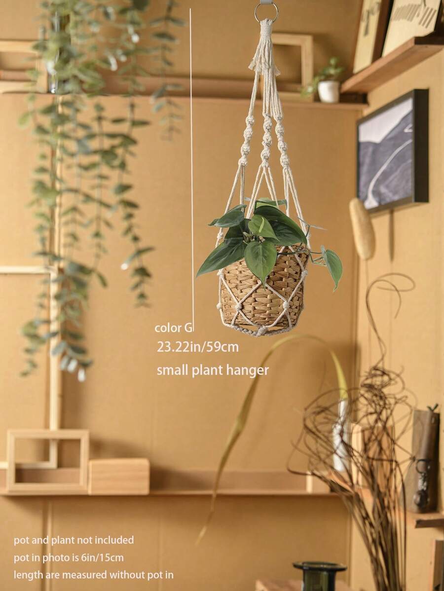 1pc Handmade Macrame Boho Home / / Office Decor, Multifunctional Plant Holder, Plant Hanger With Tassel, Plant Hanger Indoor Decor, Ceiling Plant Hanger, Modern Boho Plant Pot Holder (Pot Not Included) - Multicolor - View 8