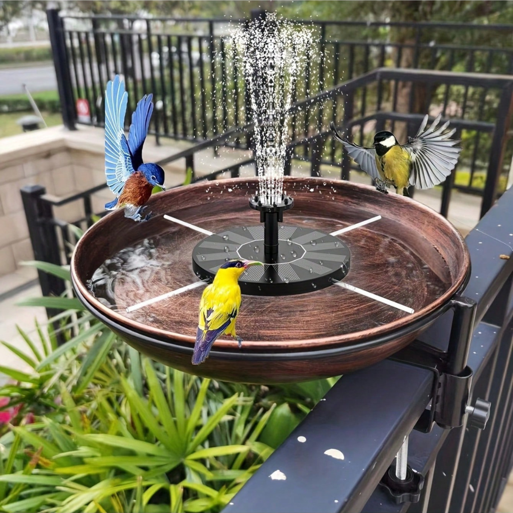 Solar Bird Bath Fountain Pump With 7 Color Changing LED
