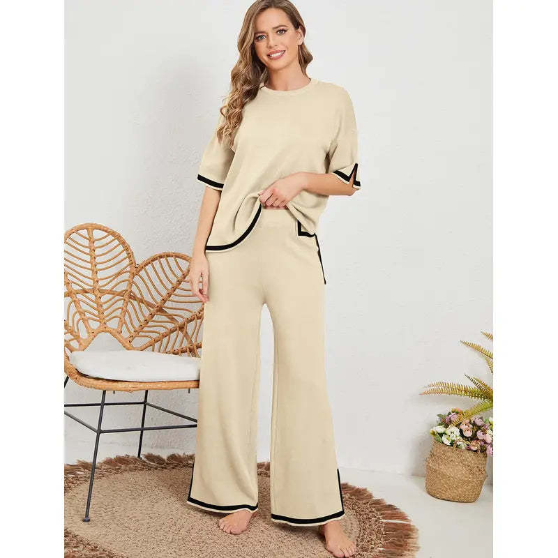 Classy Elastic Knit Lounge Set-Viral Super Shop