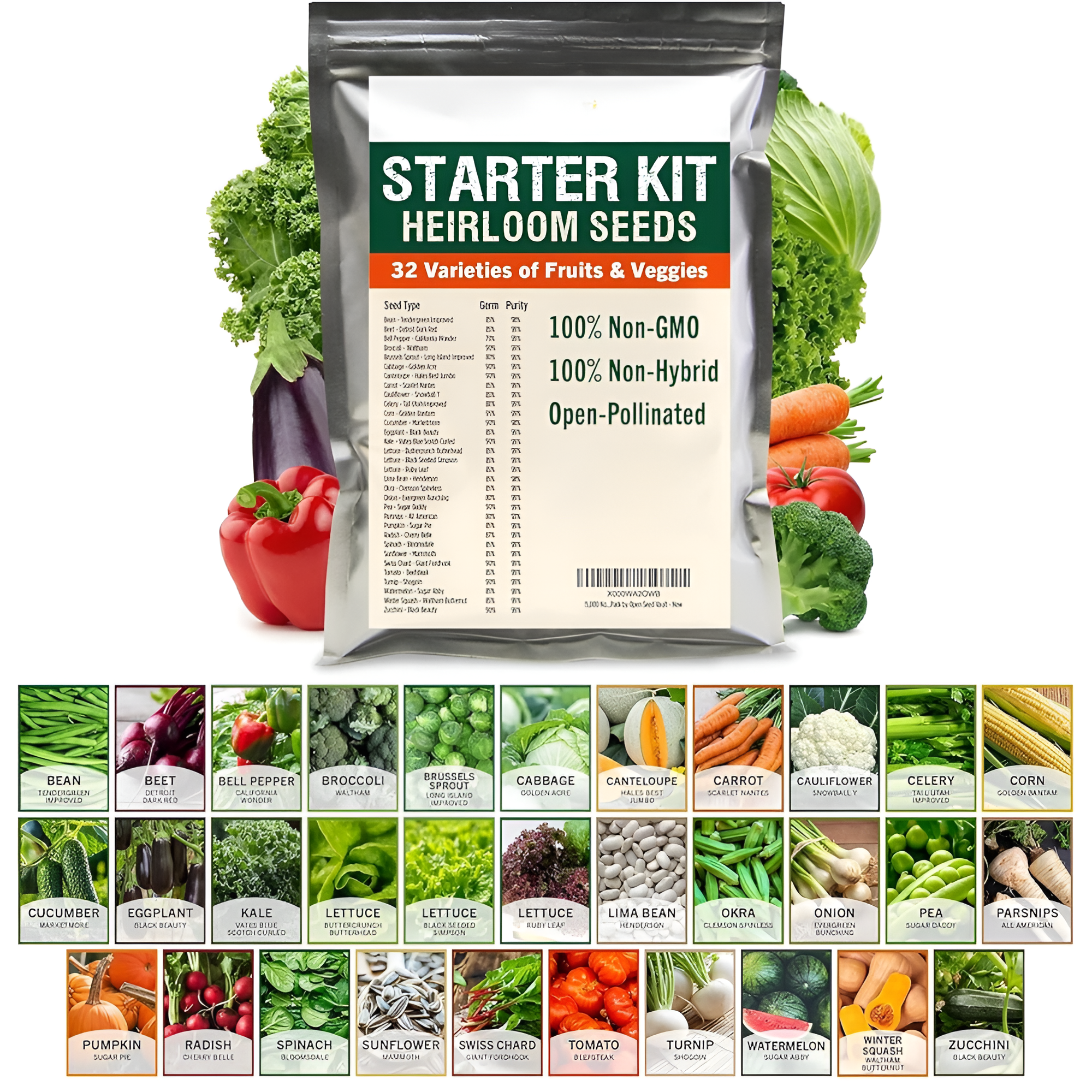 Heirloom Vegetable Garden Seeds Starter Kits