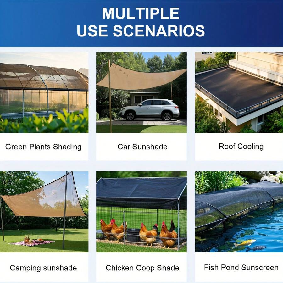 Outdoor Shade Canvas - 90% Blackout, UV And Wind Resistant Heavy Duty HDPE Fabric, Black Rectangular Canopy For Patio, Gazebo, Patio, Lawn, Backyard Sunshade - 200cm*200cm Khaki - View 7