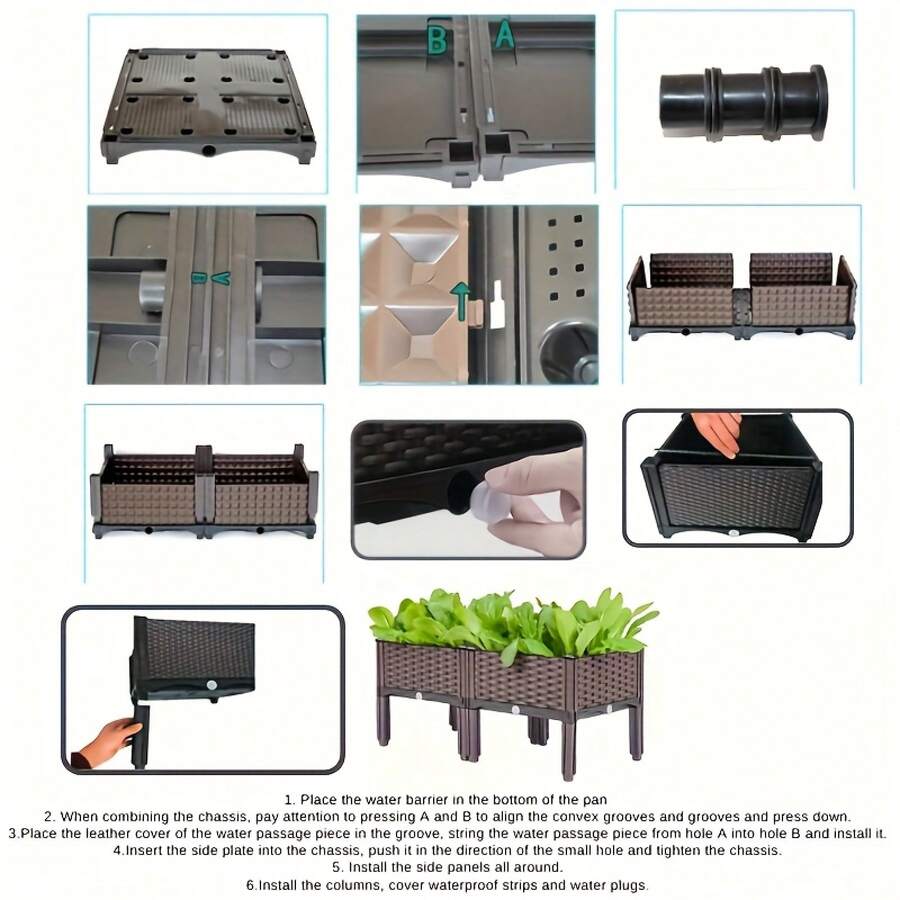 LOVEWE Upgraded High Elevated Garden Bed Kit, Multi-Functional Plastic Planter Box For Patio/Garden/Yard - Brown-4 - View 11