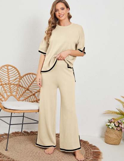 Classy Elastic Knit Lounge Set-Viral Super Shop