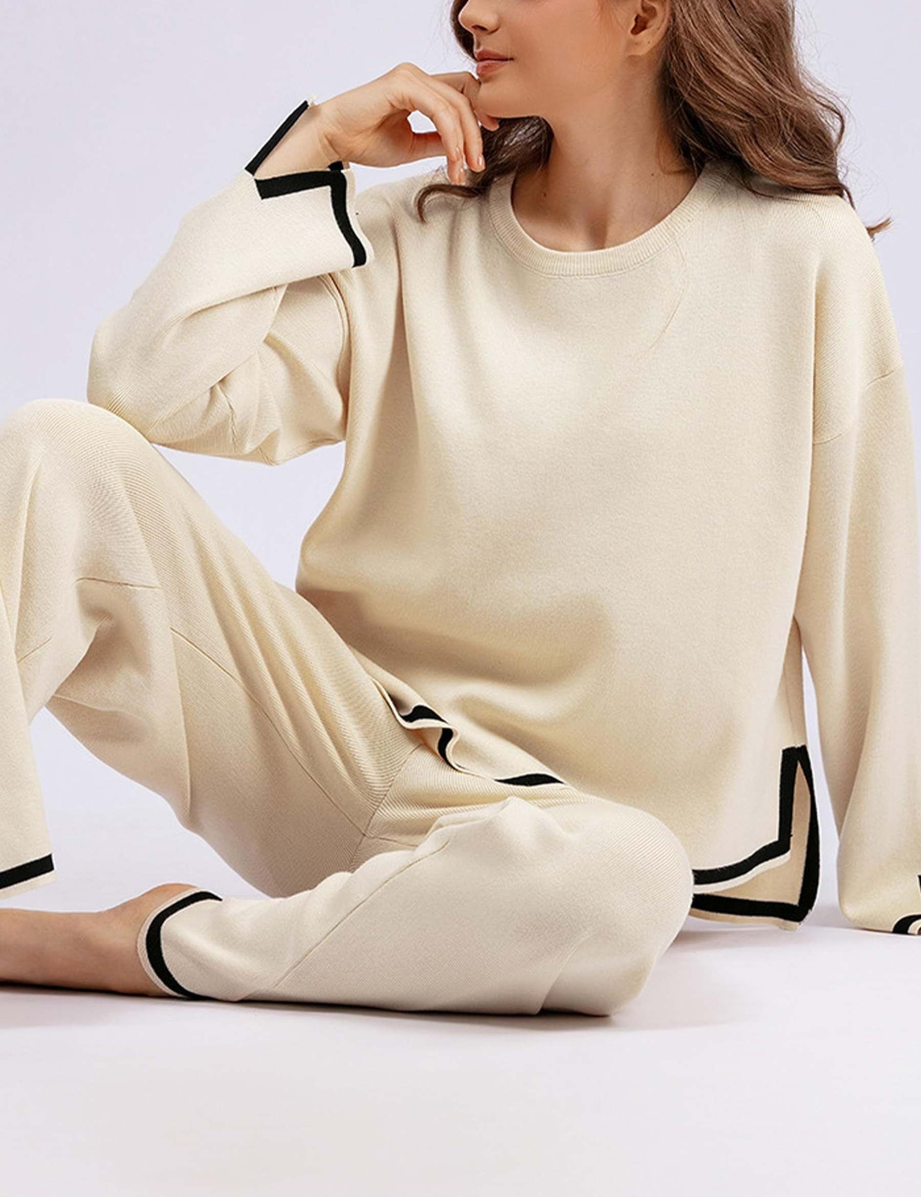 Classy Elastic Knit Lounge Set-Viral Super Shop