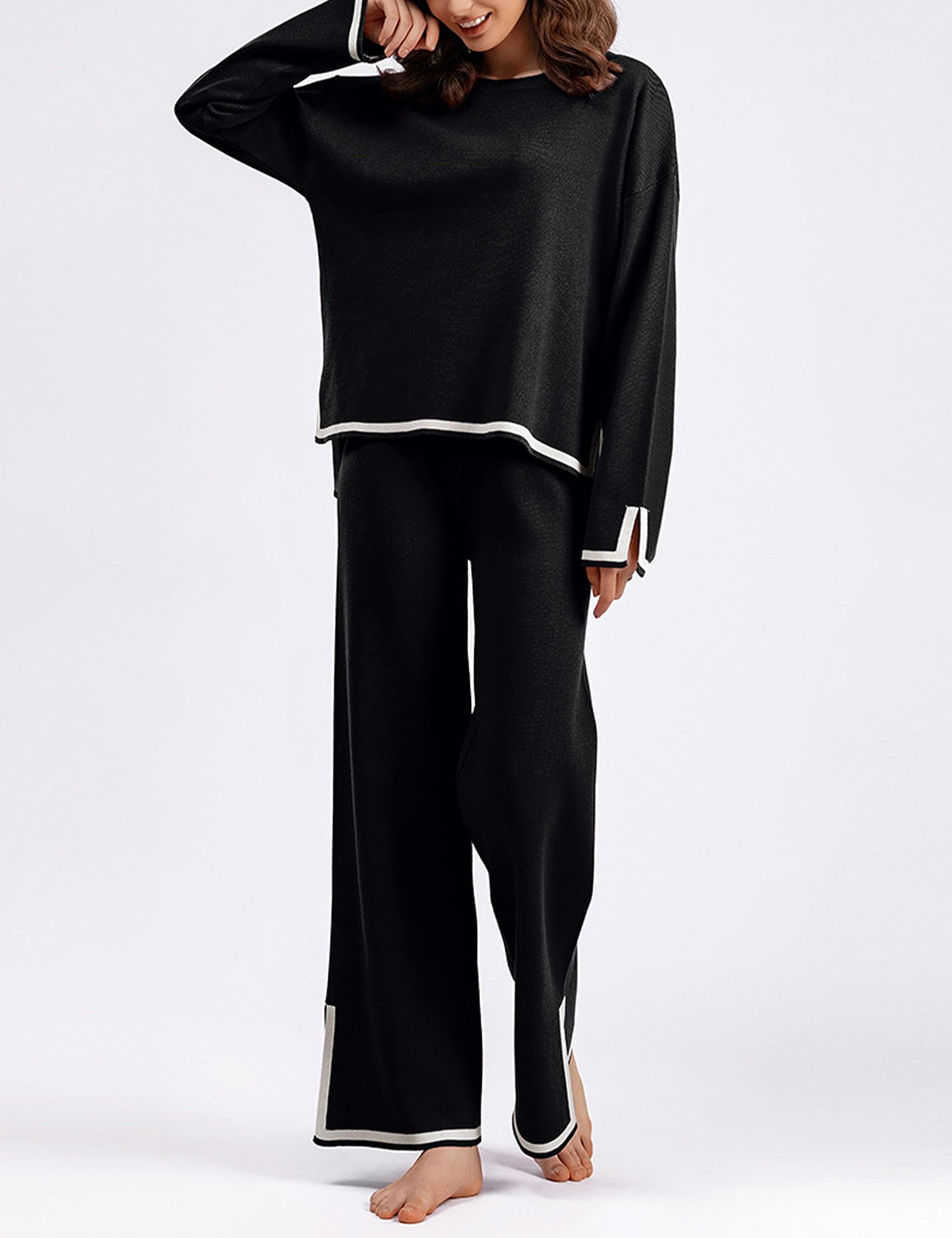 Classy Elastic Knit Lounge Set-Viral Super Shop