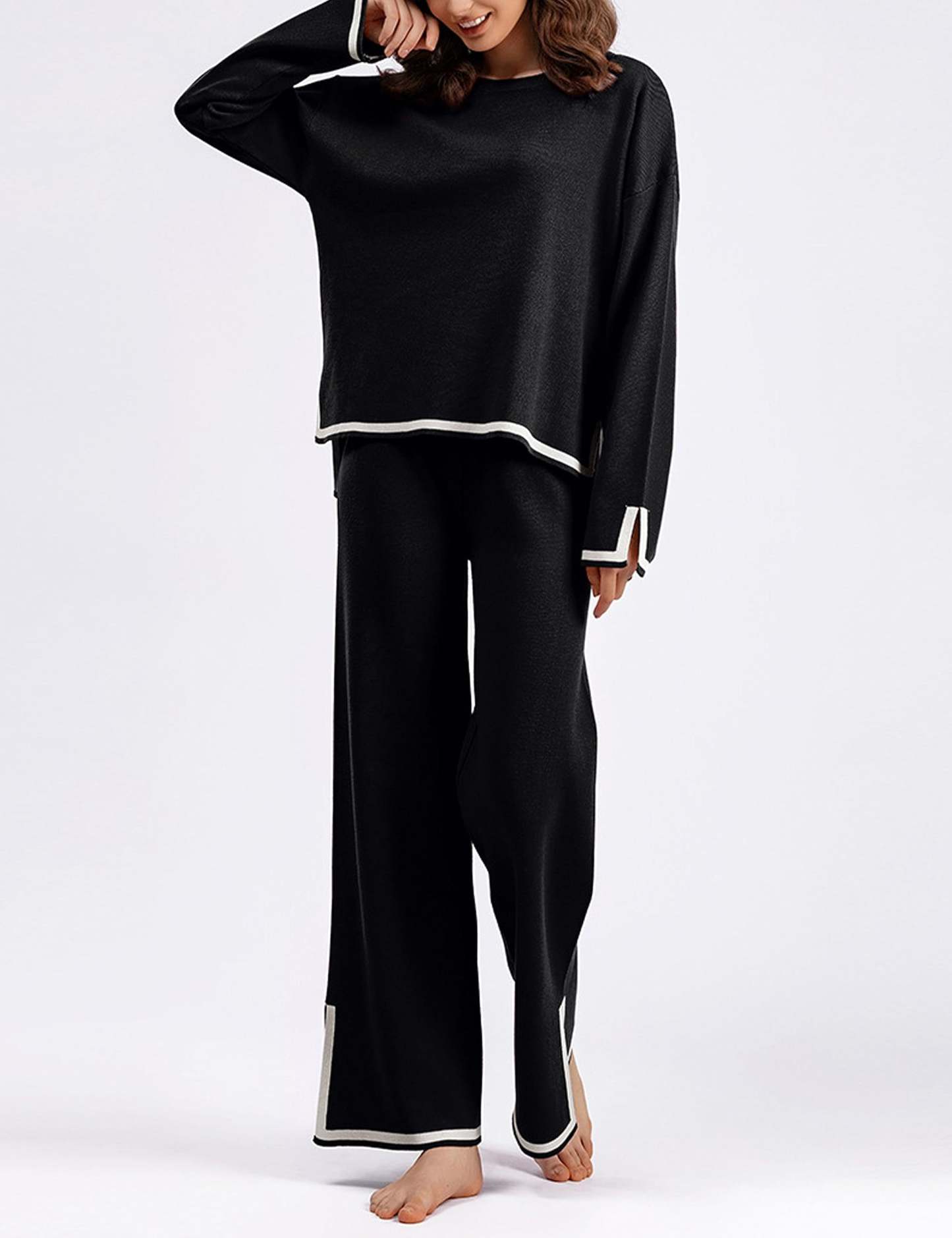 Classy Elastic Knit Lounge Set-Viral Super Shop