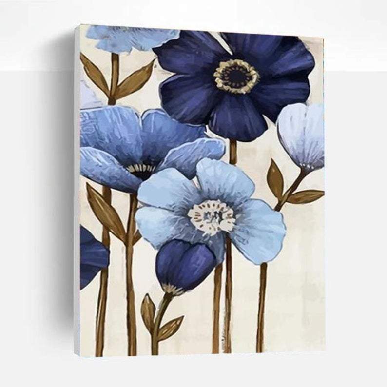 Paint By Numbers Kit - Blue Velvet Flowers-Viral Super Shop