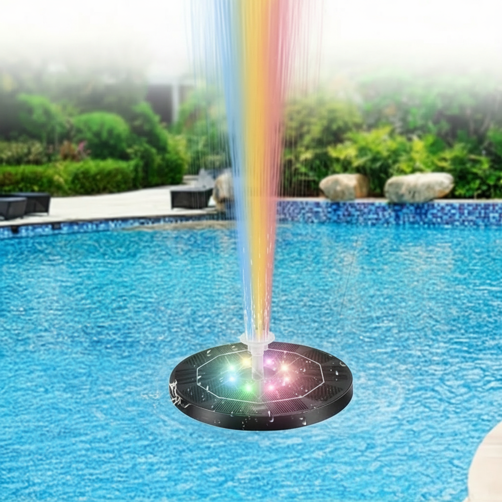 Solar Bird Bath Fountain Pump With 7 Color Changing LED