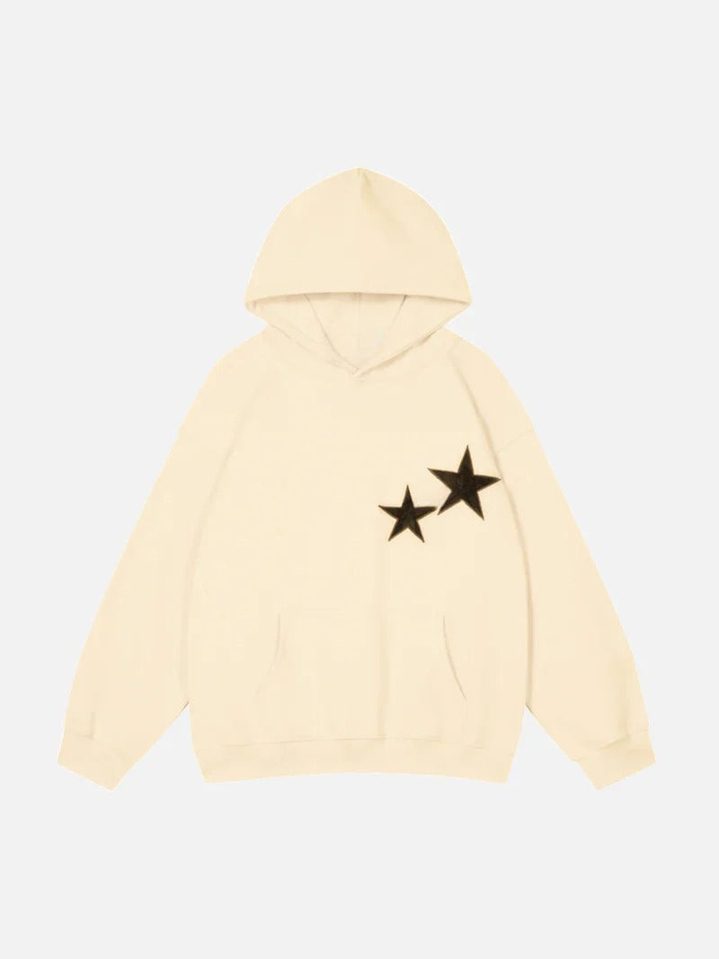 Double Star Print Comfy Hoodie-Viral Super Shop
