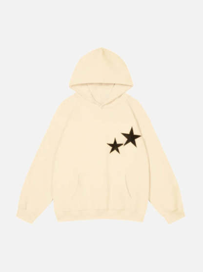 Double Star Print Comfy Hoodie-Viral Super Shop