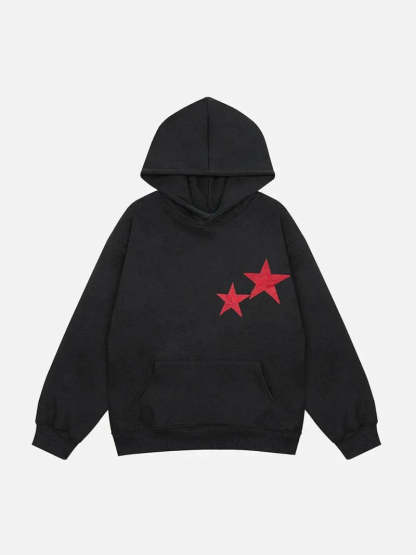 Double Star Print Comfy Hoodie-Viral Super Shop