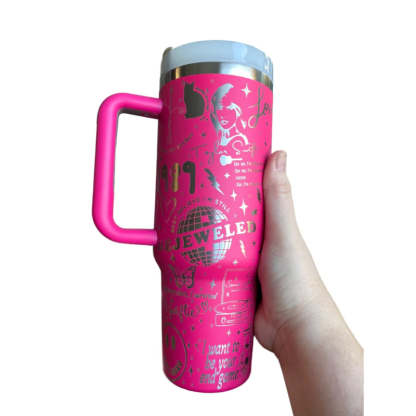 40oz T S Album Themed Engraved Tumbler With Handle-Viral Super Shop