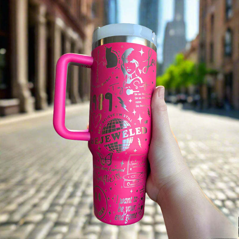 40oz T S Album Themed Engraved Tumbler With Handle-Viral Super Shop