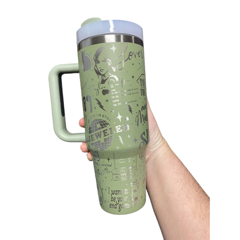 40oz T S Album Themed Engraved Tumbler With Handle-Viral Super Shop