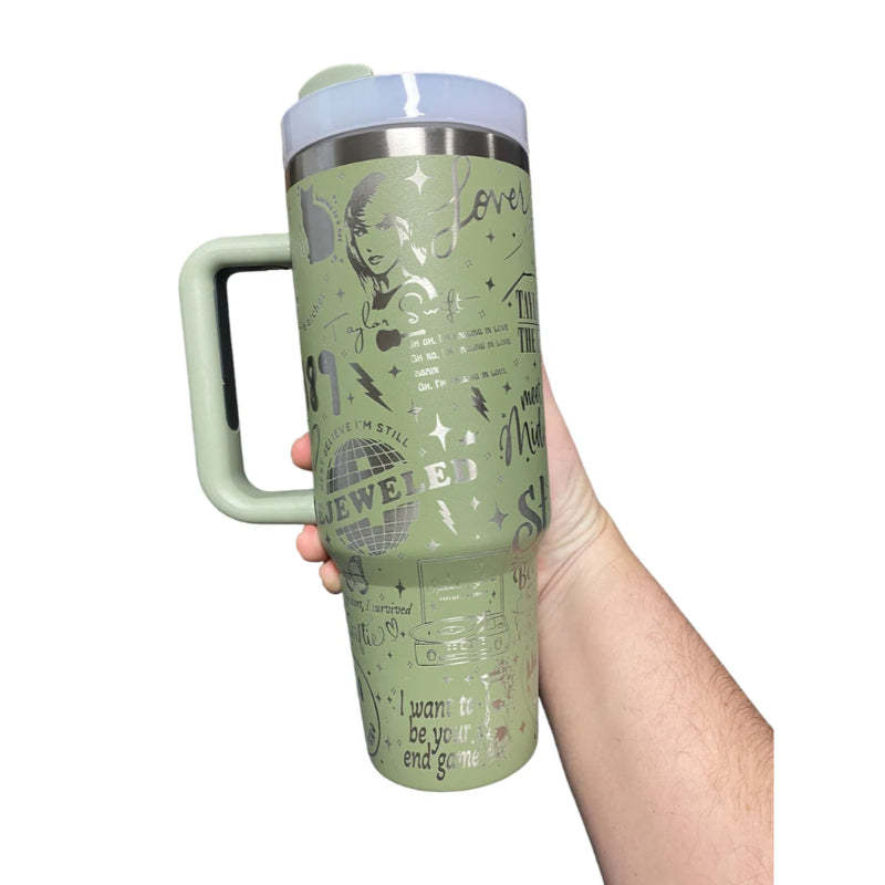 40oz T S Album Themed Engraved Tumbler With Handle-Viral Super Shop
