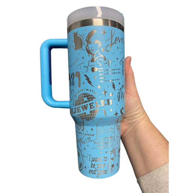 40oz T S Album Themed Engraved Tumbler With Handle-Viral Super Shop