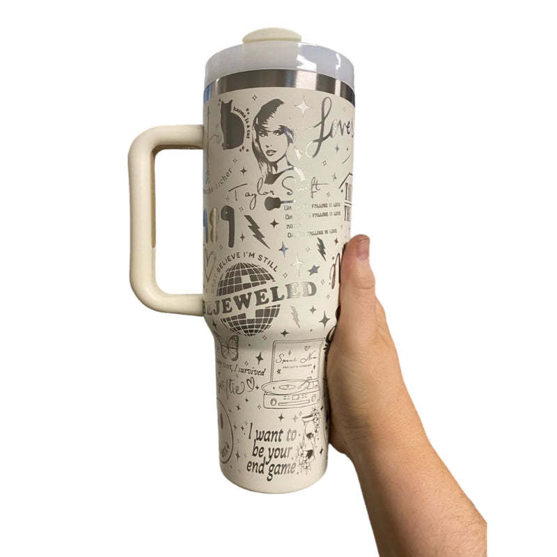 40oz T S Album Themed Engraved Tumbler With Handle-Viral Super Shop