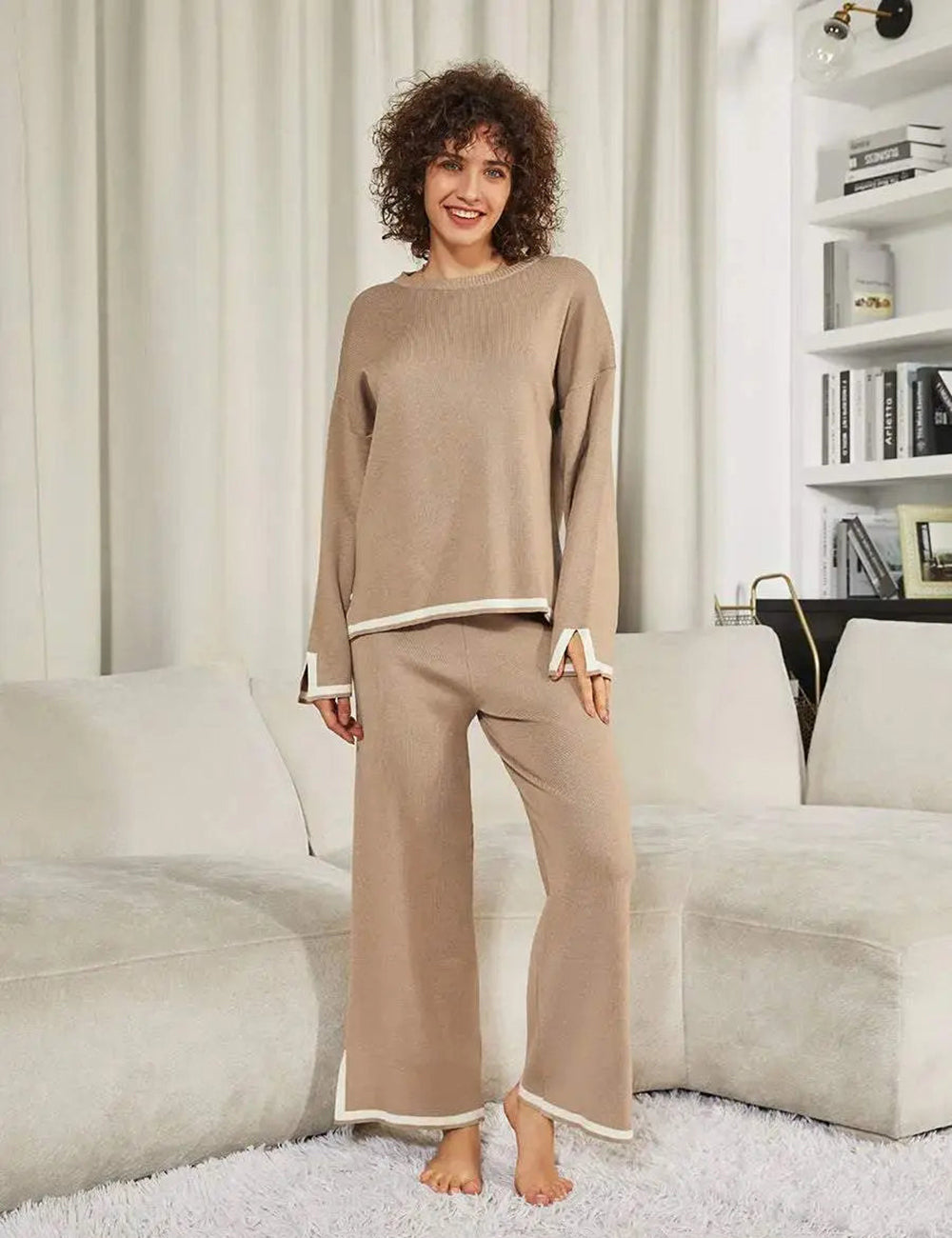Classy Elastic Knit Lounge Set-Viral Super Shop