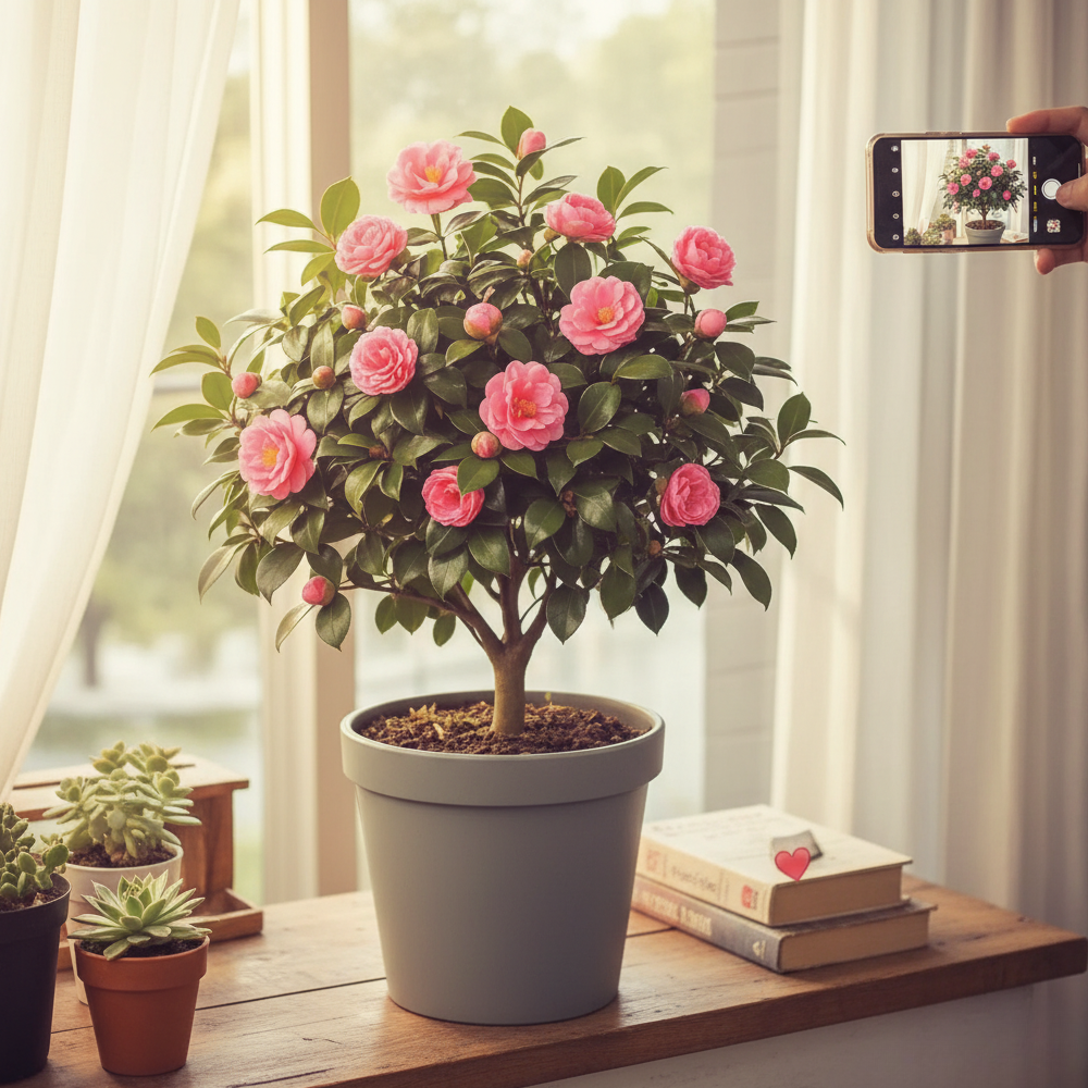 20 Pieces Of Camellia Flower Potted Plant For Decor