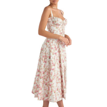 Printed Sundress With Lace Up Back-Viral Super Shop