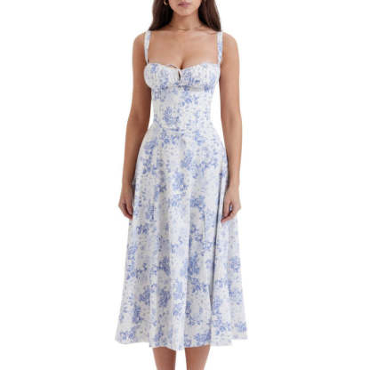 Printed Sundress With Lace Up Back-Viral Super Shop