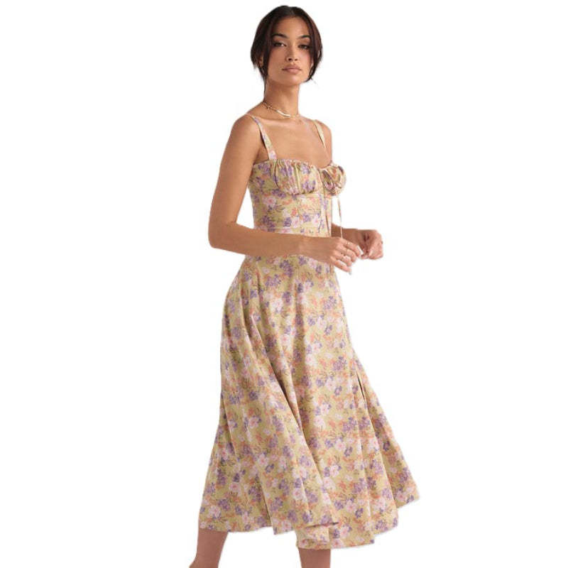 Printed Sundress With Lace Up Back-Viral Super Shop