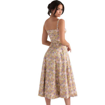 Printed Sundress With Lace Up Back-Viral Super Shop