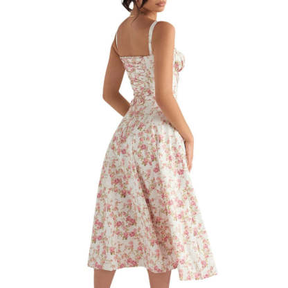 Printed Sundress With Lace Up Back-Viral Super Shop